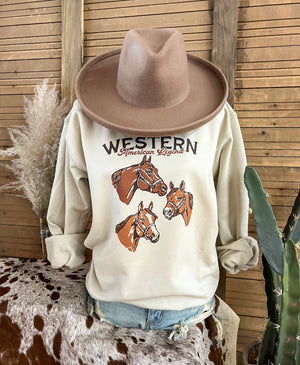 Western American  Sweatshirt (light taupe)