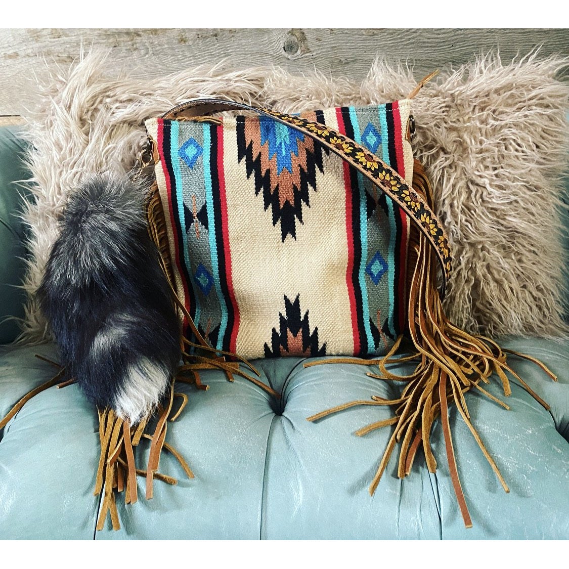 Buckled Buffalo Fringe Purse