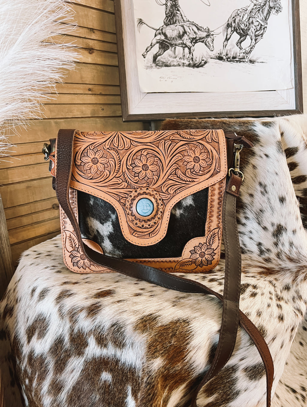 The Darling Turquoise Clutch Cowhide