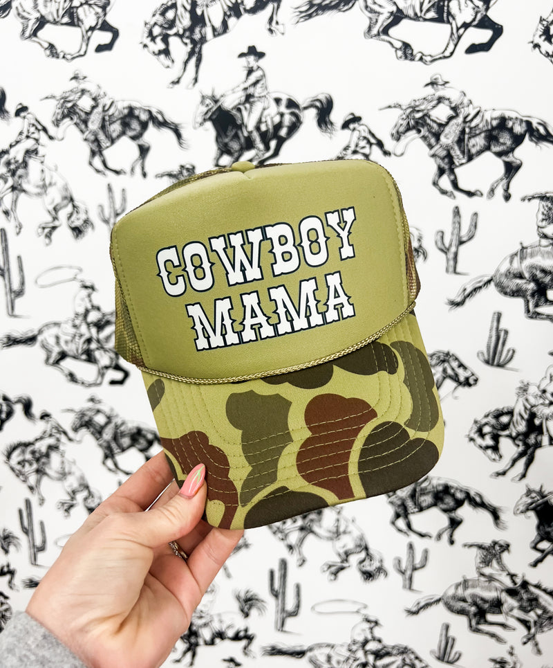 Camo Cowboy Momma Trucker Hat (Adult)