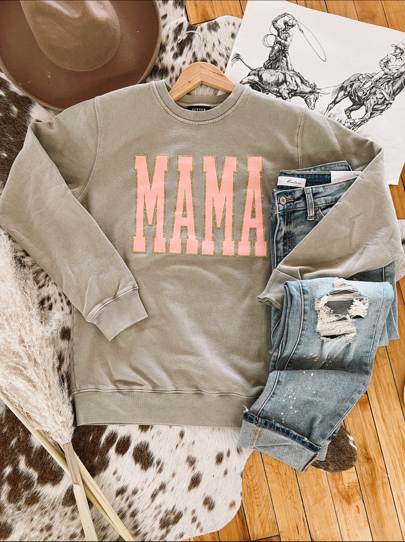 Mama Glitter Sweatshirt(Mocha)