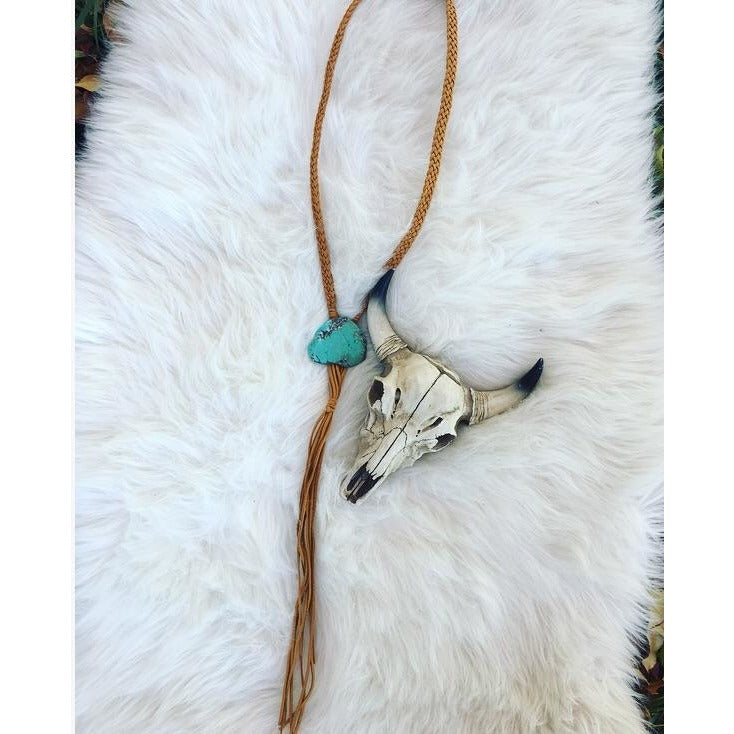 Suede Turquoise Stone Bolo