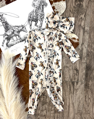Wild West Rodeo Ruffle Jammies & Bow
