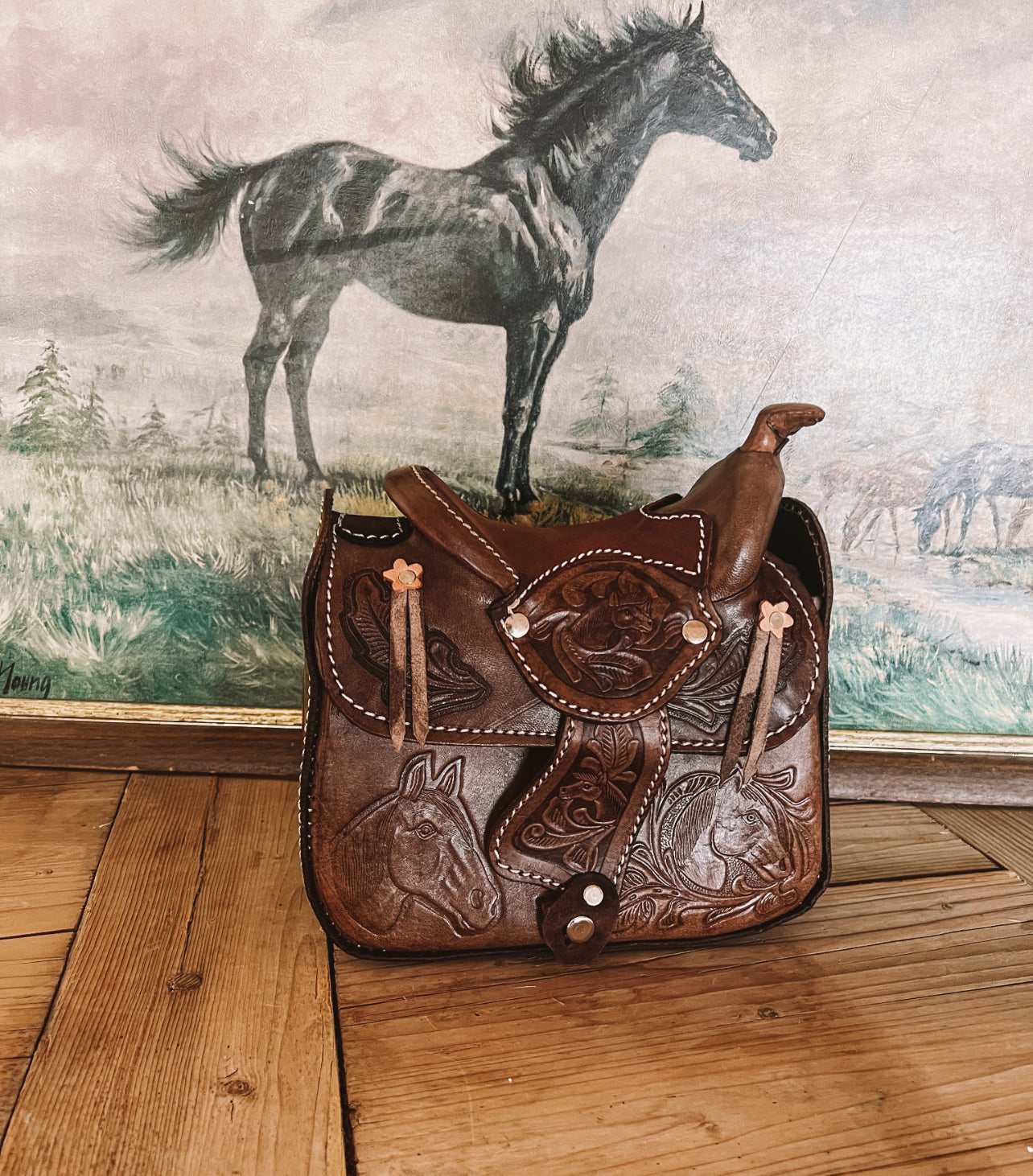 Small Saddle Bag Mexican Tooled Leather Acapulco Vintage Souvenir Purse for  Girl Boho Hippie Style