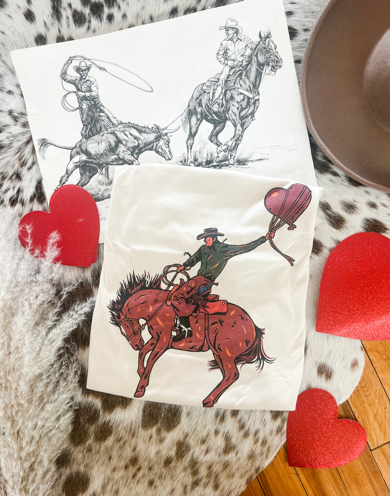 Valentine Buckaroo Cowboy Valentines Design (Youth Onesie/Tee)(cream)