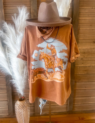 The Calf Roper Tee (brown sugar)(SEE DESCRIPTION)