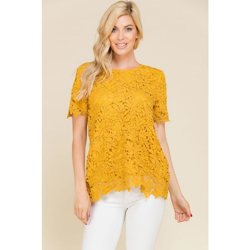 Crochet Lace Top ((Mustard))